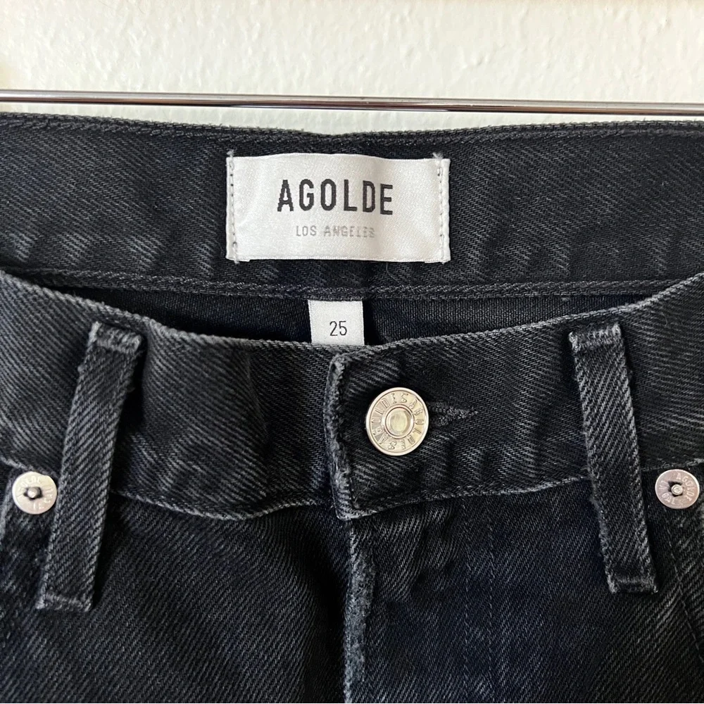 AGOLDE Cherie High Rise Straight Jeans Distortion Black Distressed - Picture 4 of 10